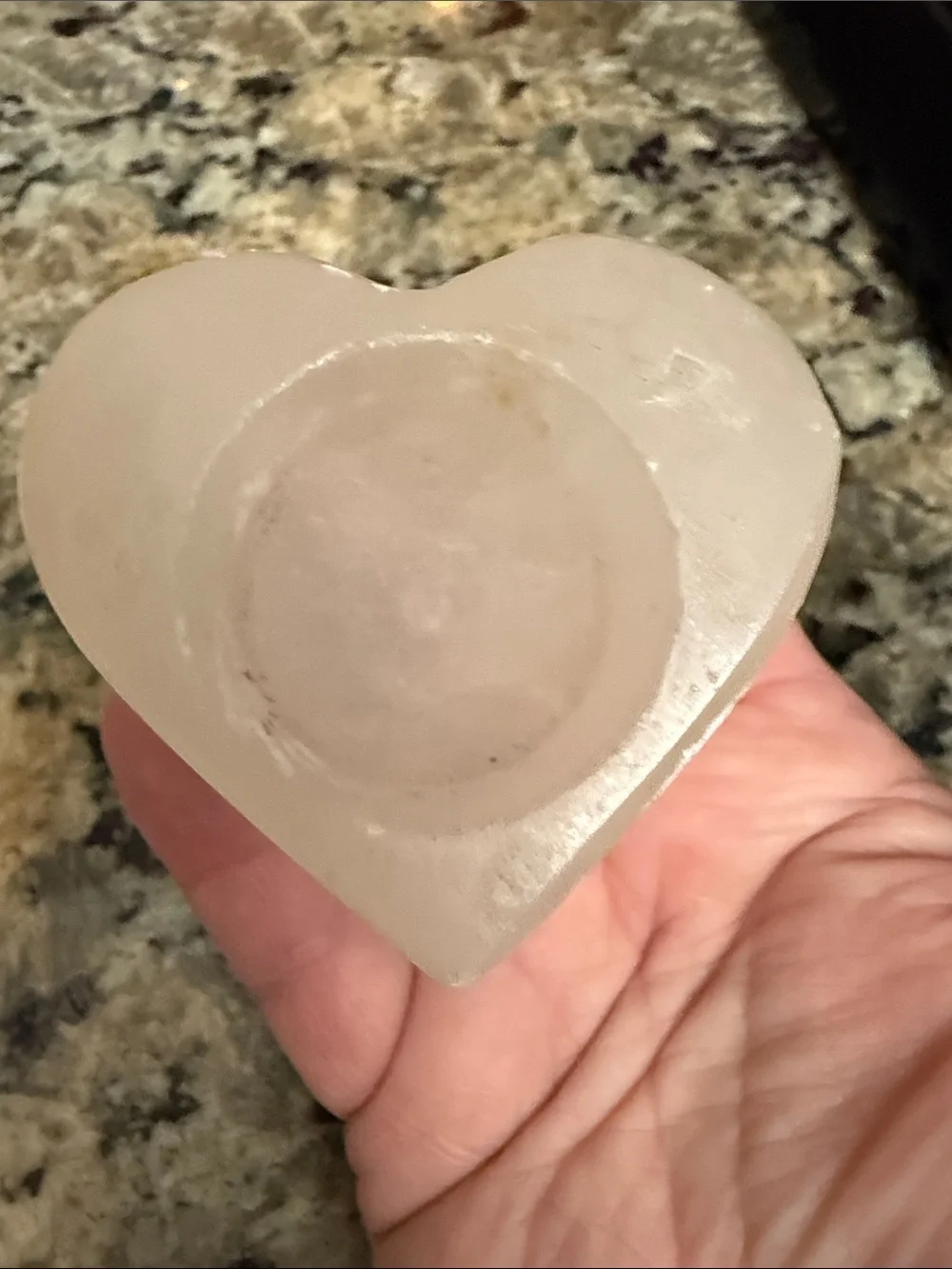 Heart Shaped White Selenite Tea Light Candle Holder